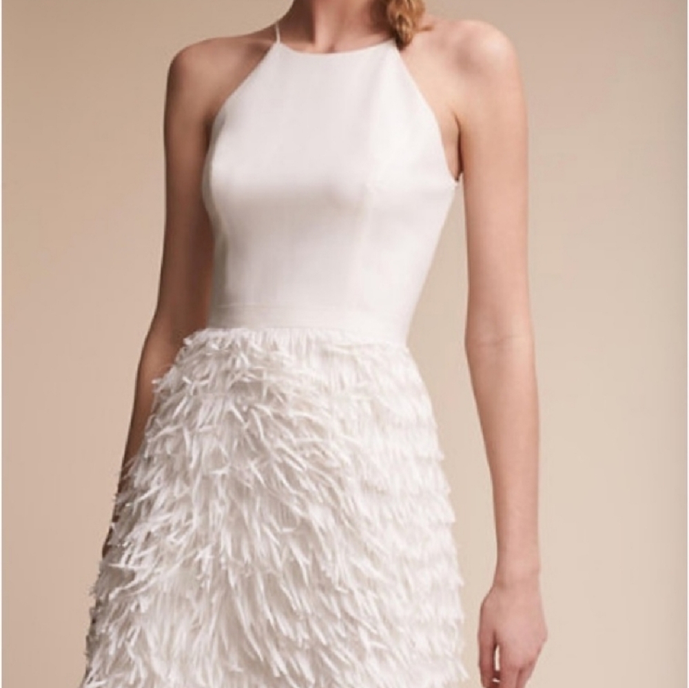 White Fringe Cocktail Dress Promenade